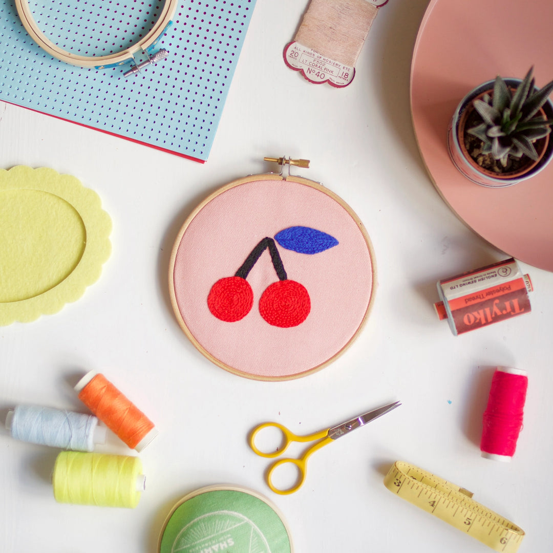 Cherry Embroidery Hoop Kit