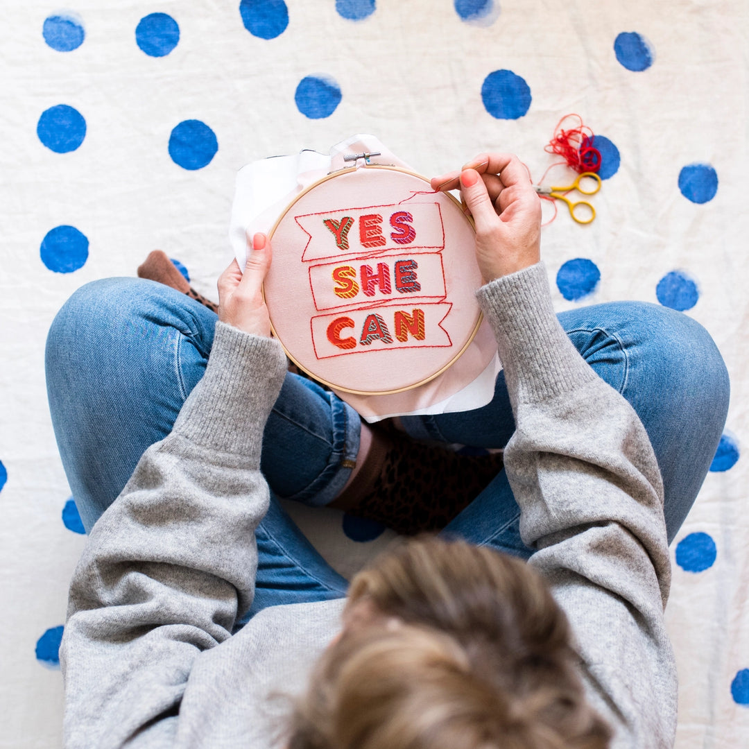 Yes She Can Embroidery Hoop Kit