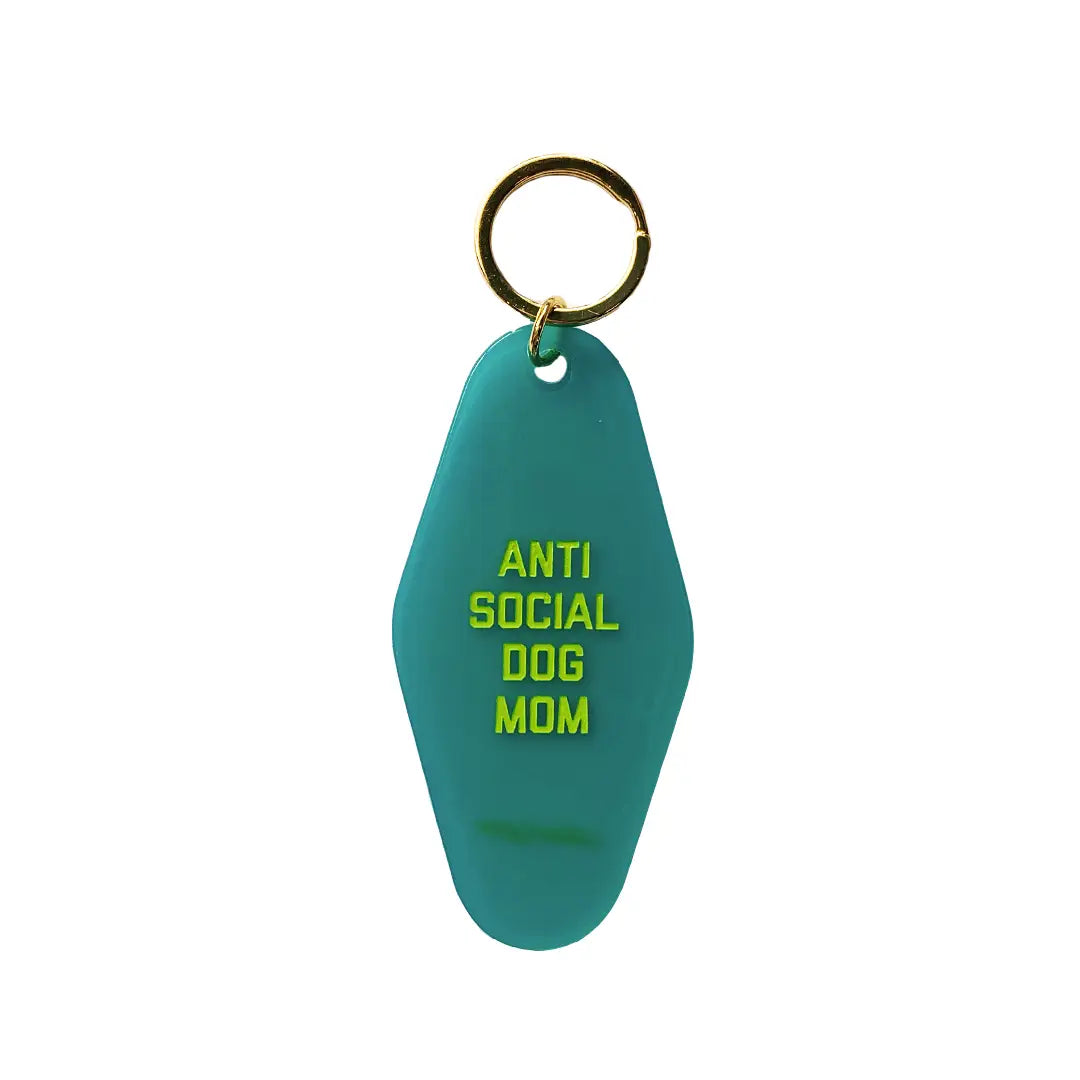 Anti Social Dog Mom Motel Keychain