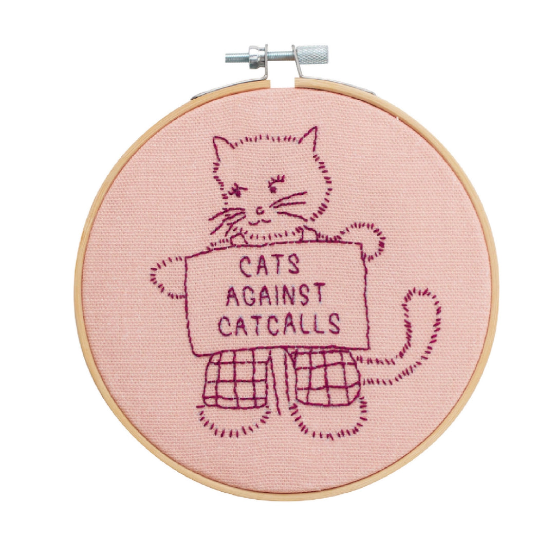 Cats Against Catcalls Embroidery Hoop Kit