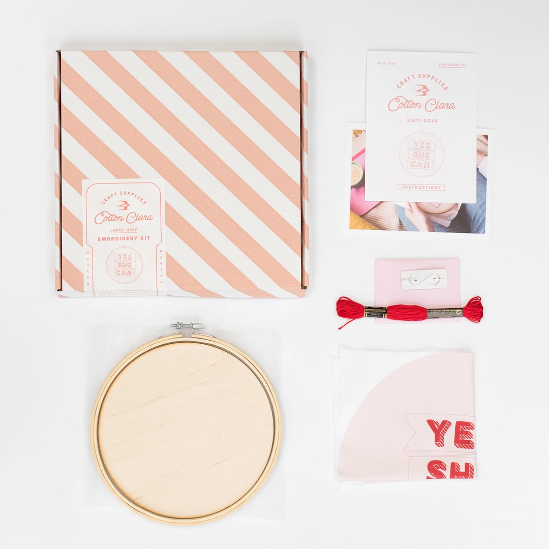 Yes She Can Embroidery Hoop Kit