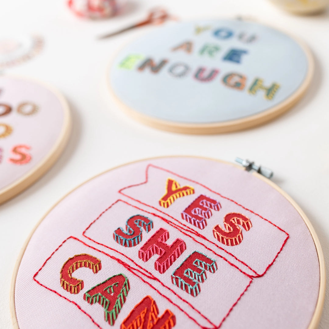 Yes She Can Embroidery Hoop Kit