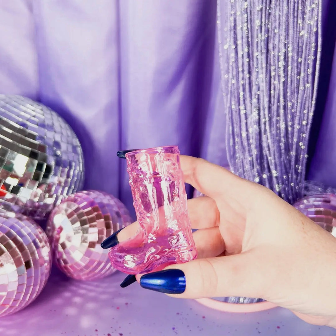 Pink Cowboy Boot Western Shot Glass