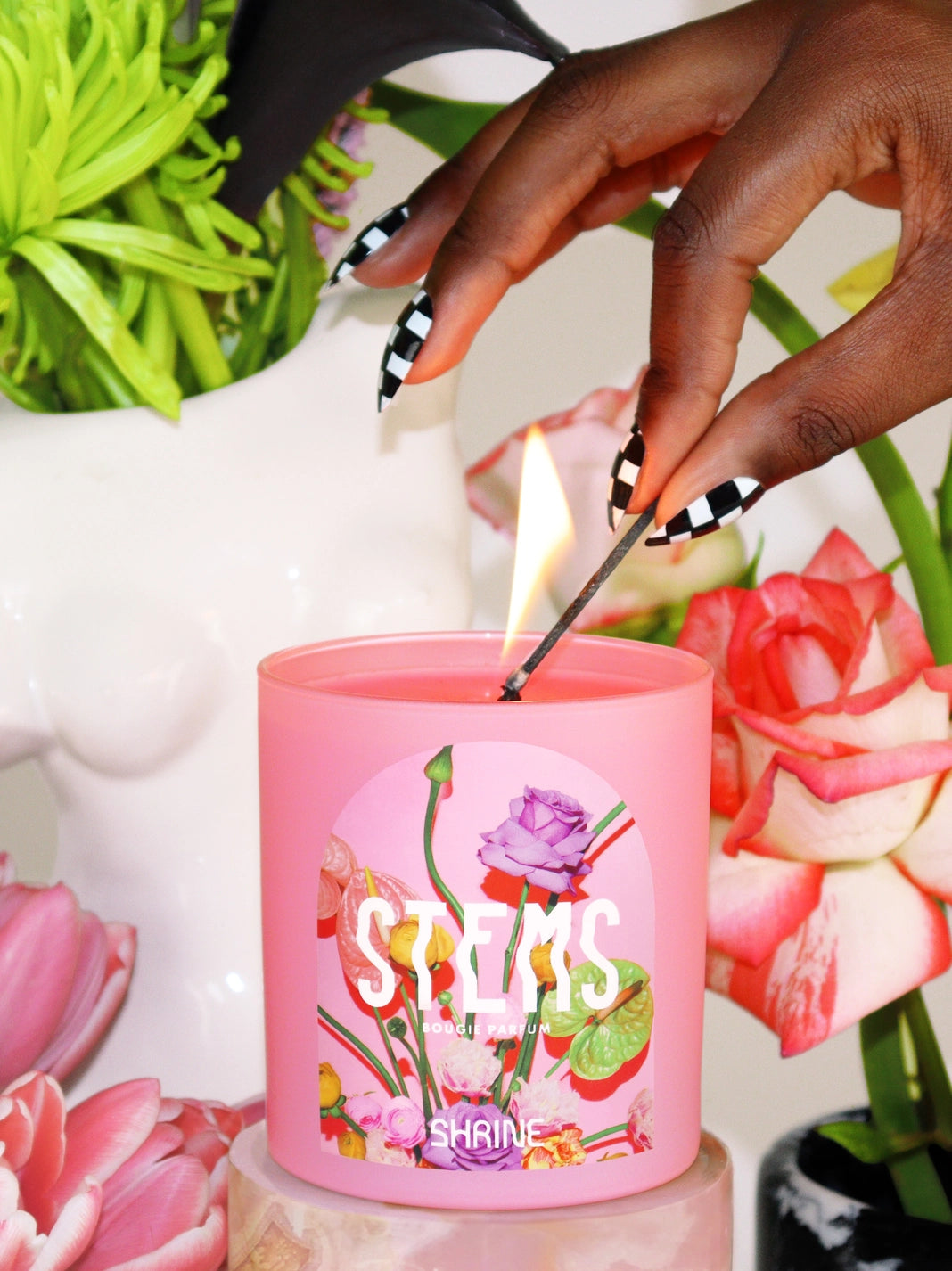 Shrine Stems Floral Candle