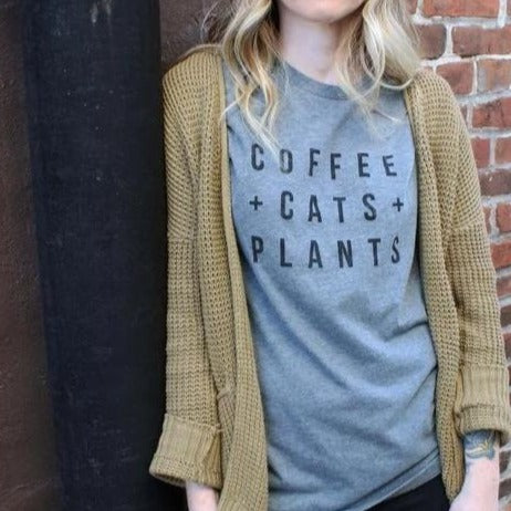 Coffee Cats Plants Unisex T-shirt