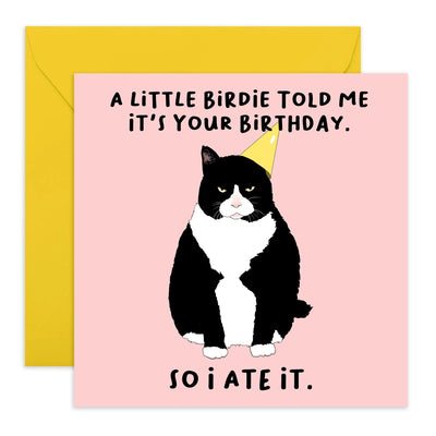 Little Birdie Cat Birthday Card