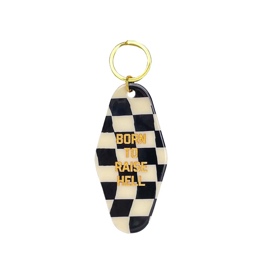 Born to Raise Hell Checkered Keychain