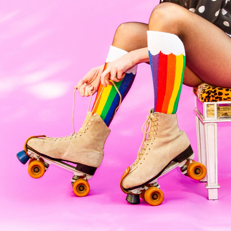 Rainbow Cloud Knee Socks