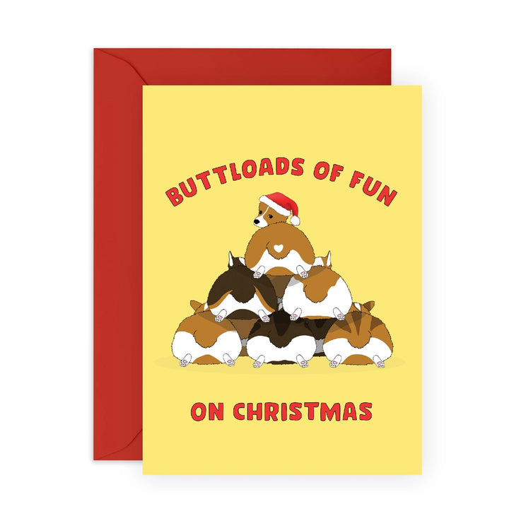 Butt Load Corgi Dog Christmas Holiday Card